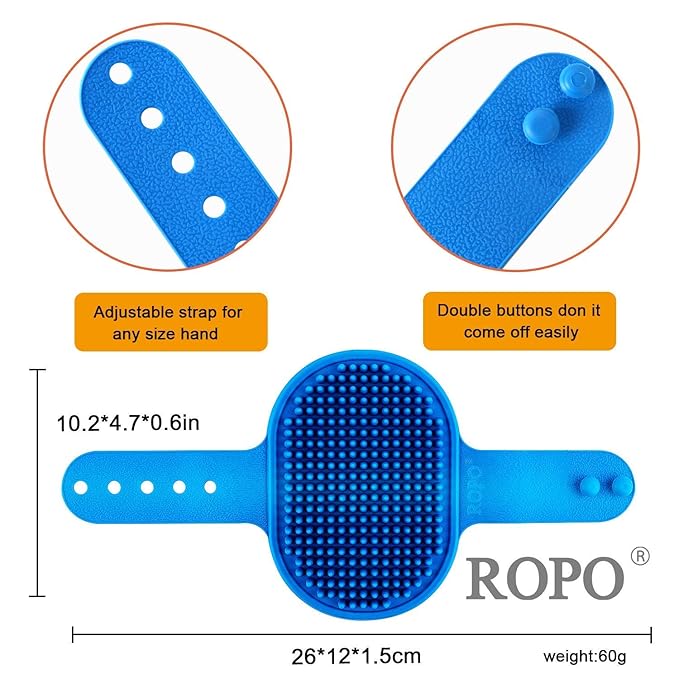 ROPO 2PC Dog Grooming Brush, Pet Shampoo Bath Brush&Pet steel comb, pet dog cat grooming comb
