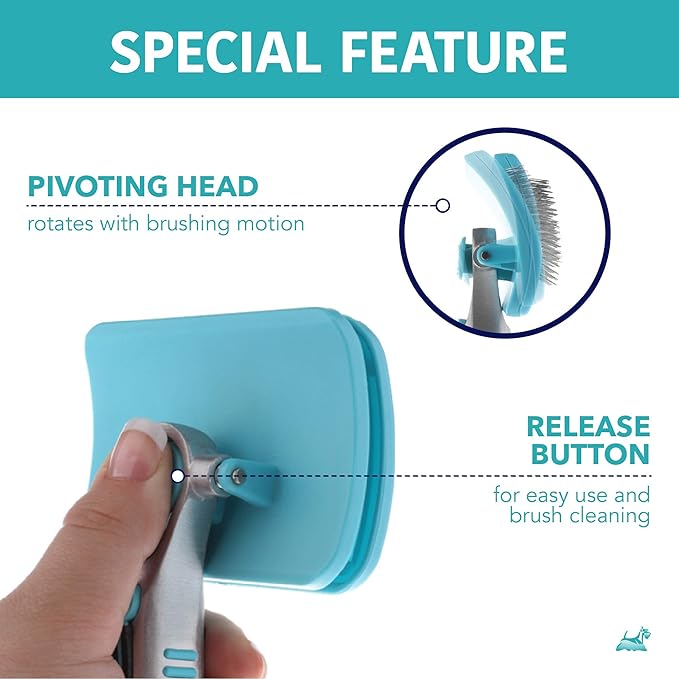 Ergonomic Pivoting Slicker Brush for Medium Dogs - Self Cleaning and Shedding Control for Loose Hair and Mats