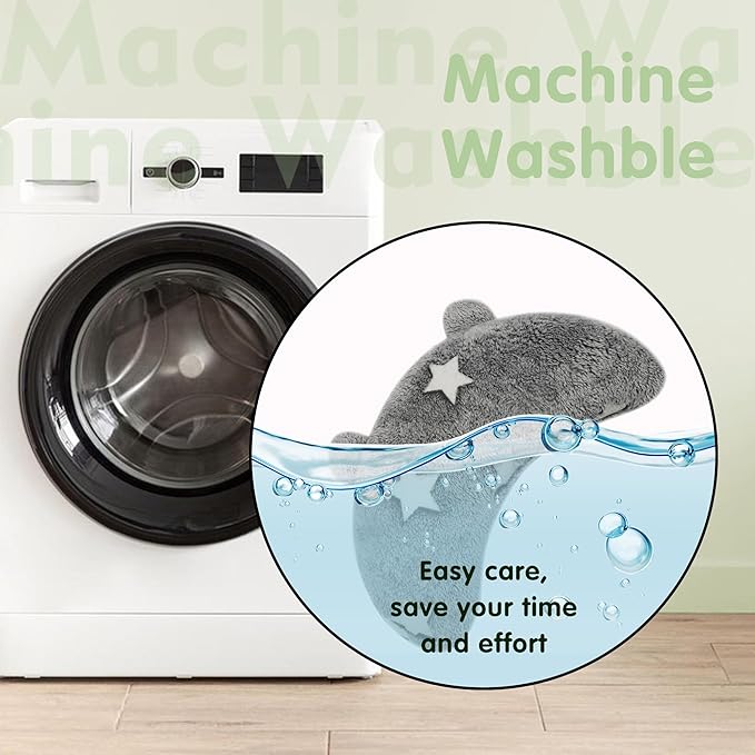 Dog Calming Pillow Glow in The Dark, Soft U-Shaped Pet Pillows for Dogs & Cats, Machine Washable, Dog Neck Pillow, Joint Relief, Better Sleep (Medium, Gray)