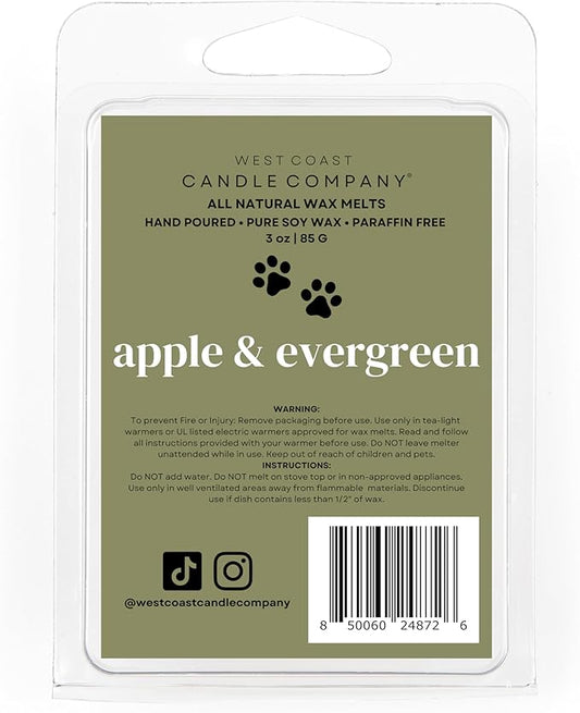 Pet Friendly Wax Melts | Pet Safe Wax Melts | All Natural Dog Safe Wax Melts | Non-Toxic Wax Melts | Pet Odor Eliminator | Pure Soy Wax Melts | Veterinarian Approved (Apple and Evergreen)