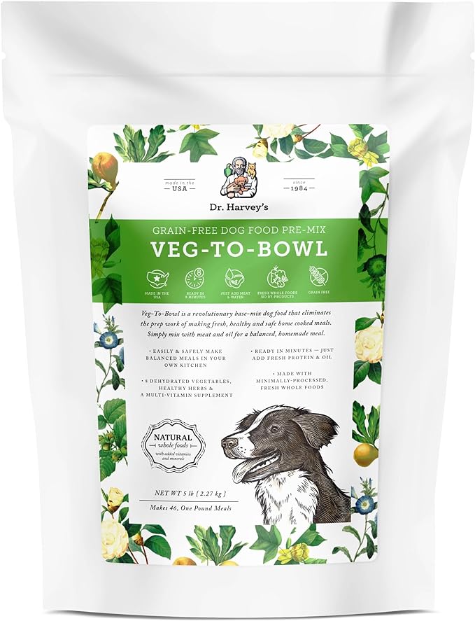 Dr. Harvey’s Veg-to-Bowl Pre-Mix Dog Food, Grain Free for a Whole Food Diet (5 pounds)