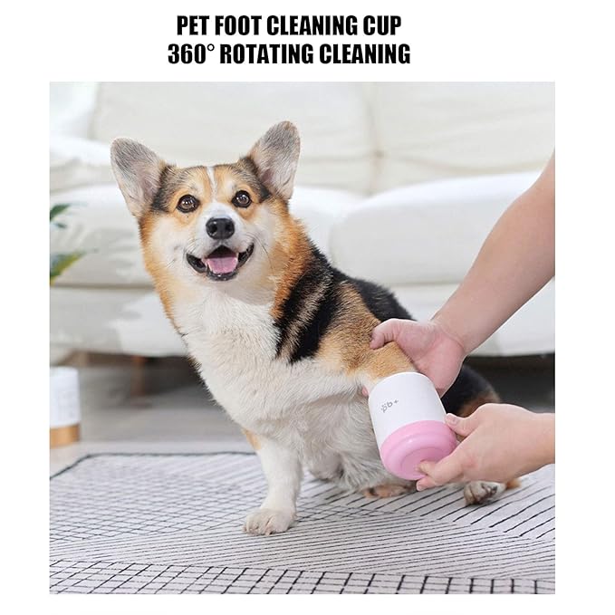 Dog Washer Cup, Protable Safe and Non‑Irritating Dog Washer Feet Cleaner for Dog for Dogs for Paws(pink)