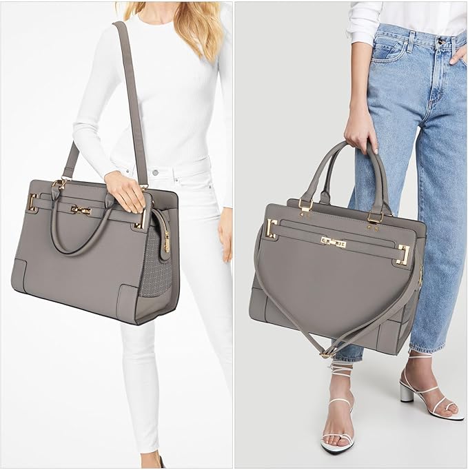 Stylish Pet Carrier Purse Leather Bag for Small Dogs Cats Puppy,Airline Approved Soft-Sided Carriers (Elephant Grey)