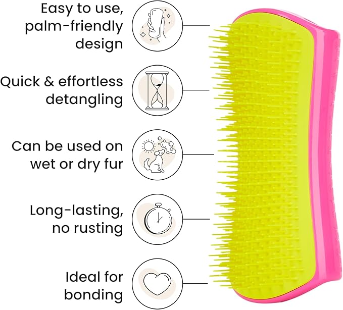Pet Teezer, Detangling & Dog Grooming Brush, Pink and Yellow