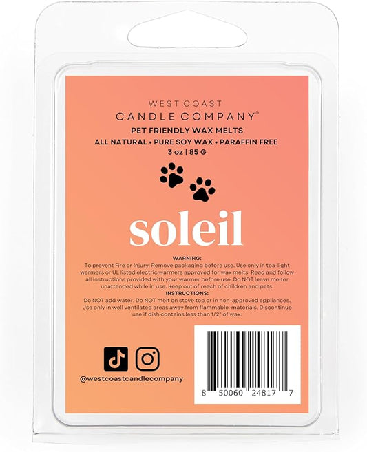Pet Friendly Wax Melts | Pet Safe Wax Melts | All Natural Dog Safe Wax Melts | Non-Toxic Wax Melts | Pet Odor Eliminator | Pure Soy Wax Melts | Veterinarian Approved (Soleil)