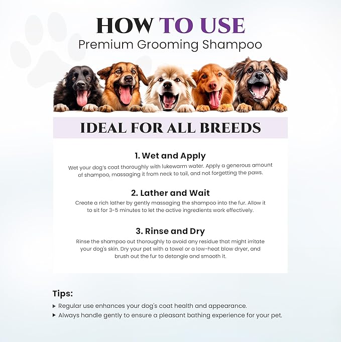 605Products Premium Dog Shampoo - Gentle Formula for Itchy & Sensitive Skin, Puppy Odor Eliminator, Natural Pet Deodorizer (10oz)- Lavender 2-Pack