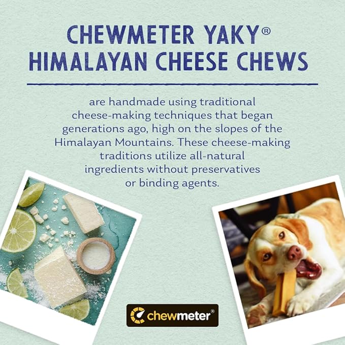 Chewmeter Himalayan Yaky Cheese Chew, 100% Natural, Long Lasting, Gluten Free, Healthy & Safe Dog Treats, Lactose & Grain Free, Protein Rich, Stain Free, Medium, Dogs 35 Lbs & Under, 2.5 lb Bulk Tub