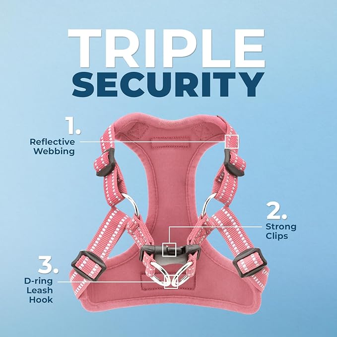 Best Pet Supplies Voyager Adjustable Dog Harness Leash Set with Reflective Stripes for Walking Heavy-Duty Full Body No Pull Vest with Leash D-Ring, Breathable All-Weather - Harness (Pink), L