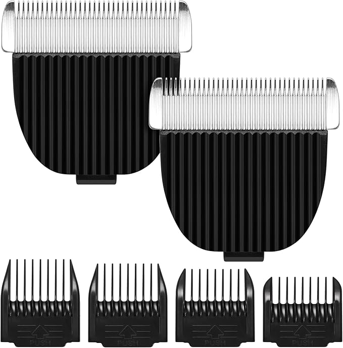 Replacement Blade for Most HOLDOG & oneisall Dog Grooming Clippers, Snap-in Replacement Blades Fit for Most Low Noise Dogs Cats Grooming Clipper, (2 Pack Blade + 4 Pcs Guards)