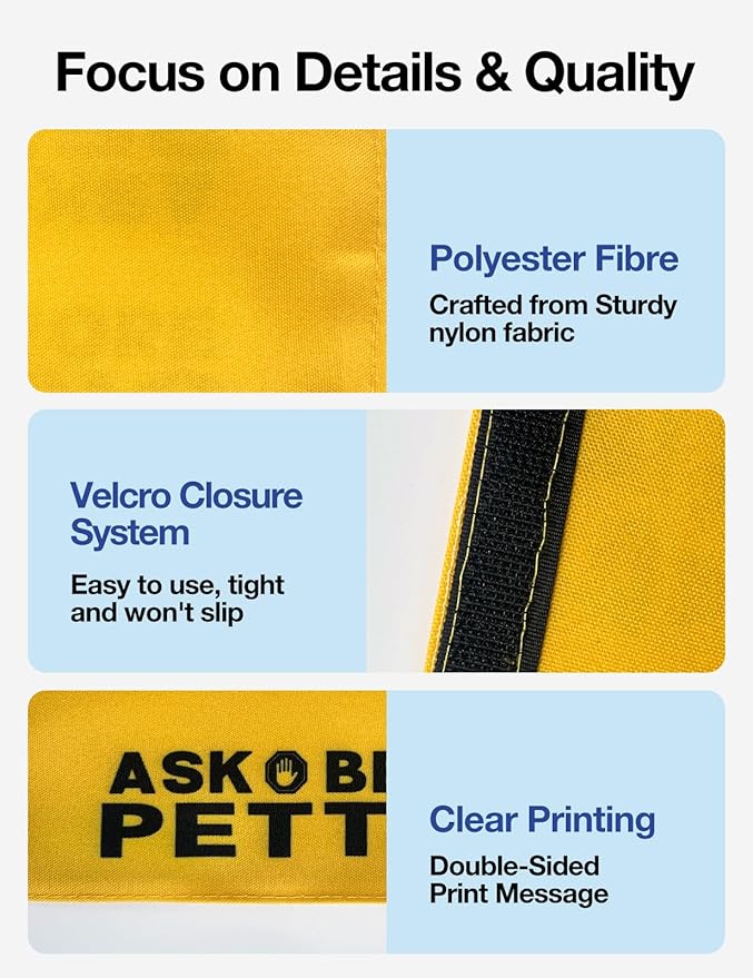 Yellow Service Dog Do Not Distract Dog Leash Sleeve, Funny Service Dog Tags Dog Leash Sleeve Wrap Alert Hanging ID Patch Tag, Pet Dog Birthday Service Dog Leash Gift for Dog Owners
