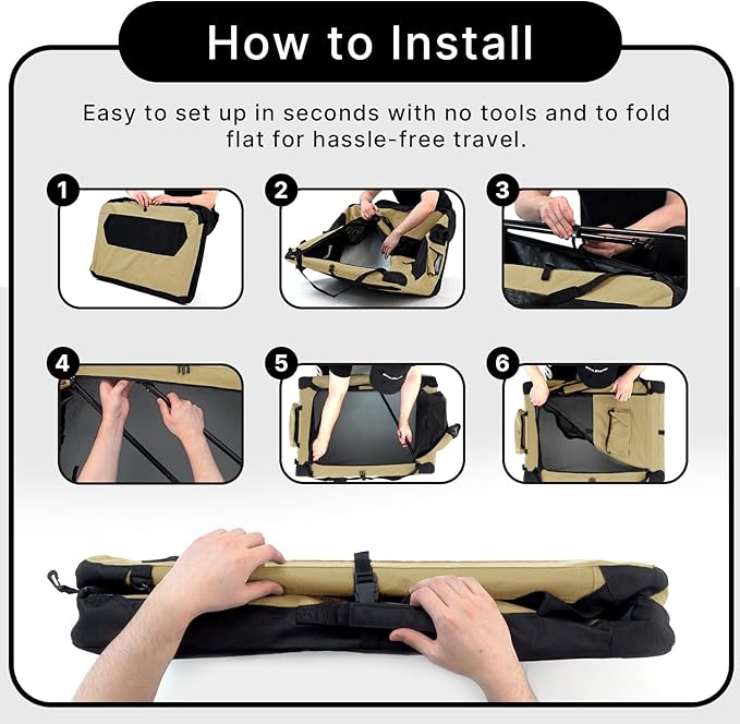 Soft Collapsible Dog Crate for Large Dogs - 42 Inch Foldable Soft Dog Kennel with Durable Mesh Windows, Indoor & Outdoor Portable Travel Dog Crate, Khaki, 42x31x31 Inches