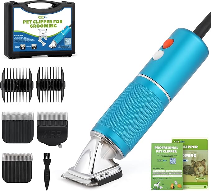 Pet Grooming Clippers 300W & Replacement Blades Set Included (1 Standard + 1 Adjustable) Bundle