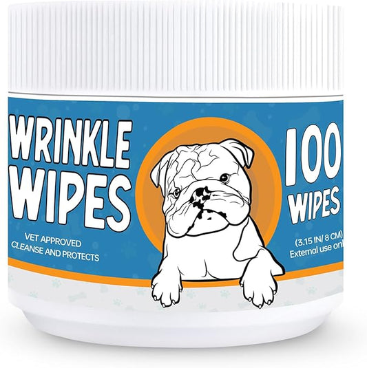 Bulldog Wrinkle Wipes for Dogs – Deodorizing & Soothing with Honeysuckle Extract – Non-Irritating, Cleans Wrinkles, Folds, Paws & Tail Pockets – for Bulldogs, Pugs & Frenchies (2 Packs of 100 Count)
