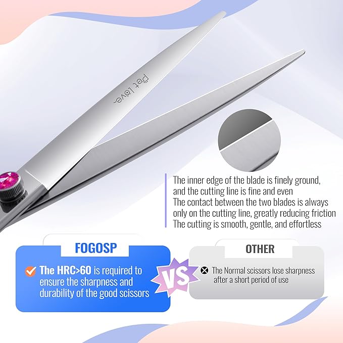 Straight Dog Grooming Scissors 7.0'' Professional Dog Hair Shears Pet Cat Japan 440C Grooming Scissors for Small Dogs Super Sharp (7.0'',Straight)