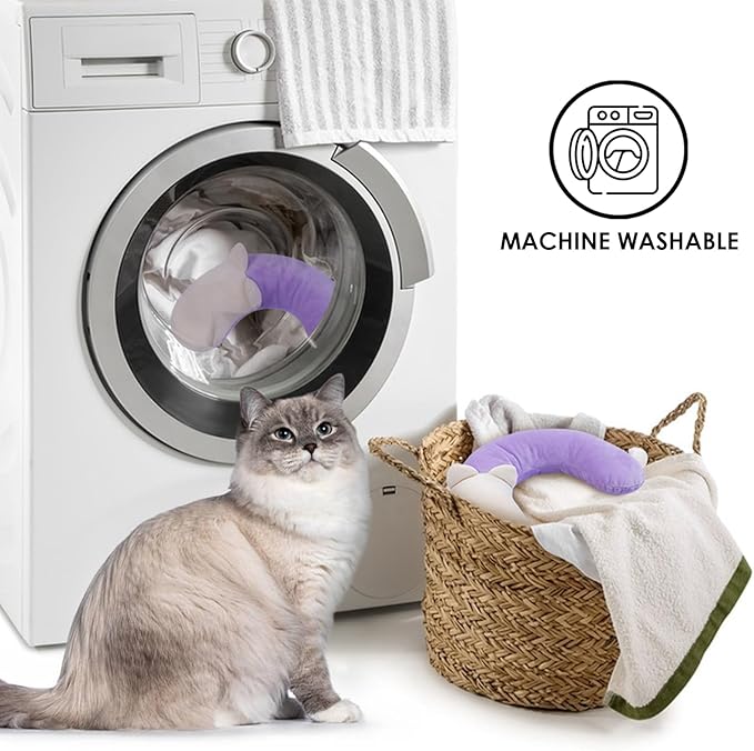 Pet Pillow, Dog Neck Pillow,Dog Pillows for Medium Dogs,Calming Pillow for Dogs, Soft Cat Pillow,Improve Relief Dog Sleeping Pillow,Machine Washable Pet U-Shaped Pillow,Purple,L