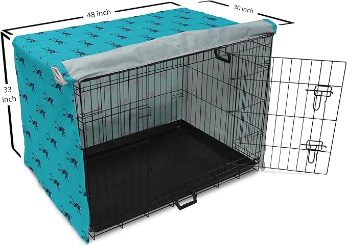 Lunarable Scuba Dog Crate Cover, Repeating Diving Man Nautical Pattern, Easy to Use Pet Kennel Cover for Medium Large Dogs, 48 Inch, Sea Blue Night Blue