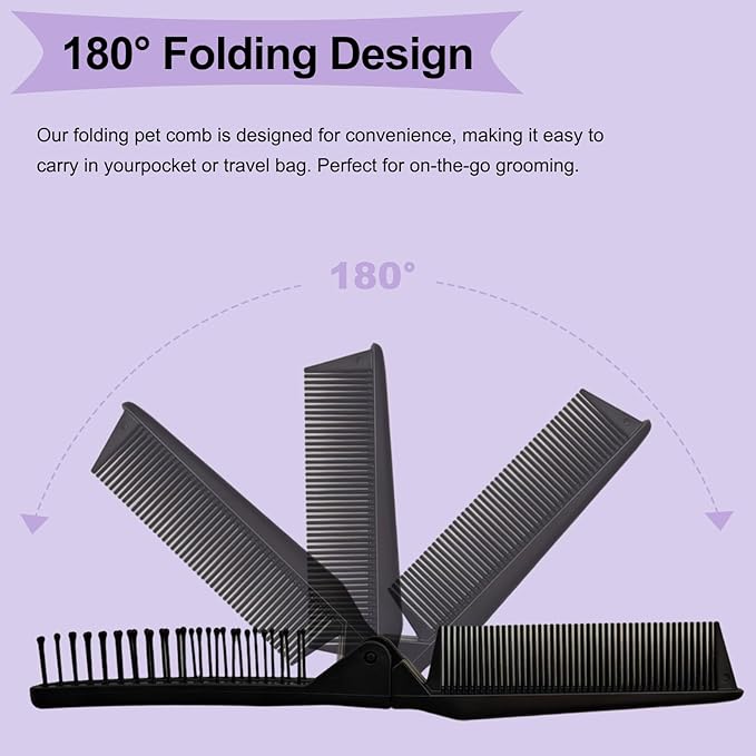 Folding Small Dog Grooming Brush - Perfect for Shih Tzus, Yorkies, and Maltipoos - Ideal Puppy Hair Brushes for Maltese and Small Breeds (Black)