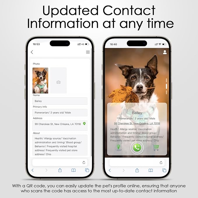 QR Code Dog Tag, Dog Tags Personalized Silent Pet ID Tag Customizable Free Pet Online Profile, Yorkshire