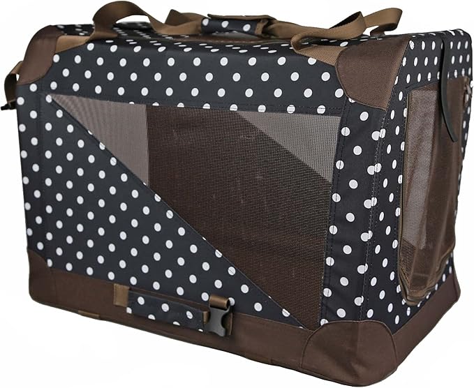 Pet Life Vista-View 360 Degree Zippered and Collapsible Soft Folding Dog Crate - Folding Travel Dog Kennel with Zippered Entrances Along The Pet Crate