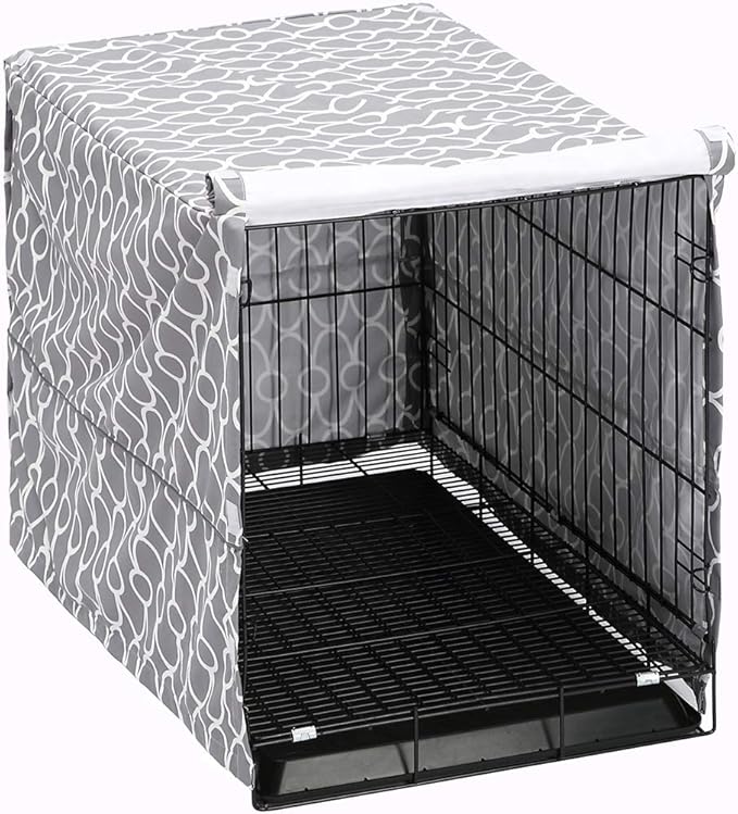 Dog Crate Cover for Wire Crates, Fits Most 48" inch Dog Crates. Easy to Put On, Take Off, and Adjust - Cover only-Gray -48 Inch