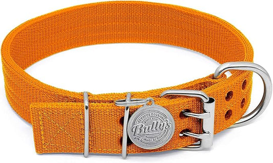 Pit Bull Collar, Dog Collar for Large Dogs, Heavy Duty Nylon, Stainless Steel Hardware (XL-1.5 Inches Wide, Orange Juice)