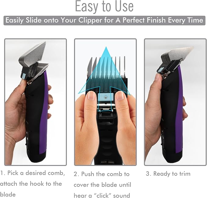 Professional A5 Style Animal Clipper Stainless Steel Color-Coded Snap-on Attachment Guard Guide Comb, 1/8"-1" Compatible with Wahl KM Series Oster A5 Andis Detachable Blade Pet Groomers (#6 - 3/4")