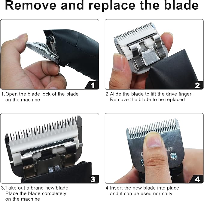 4FC Detachable Pet Clipper Replacement Blades Compatible with Andis/Oster A5/Wahl KM10 Series Dog Clipper,Made of Ceramic Blade & Stainless Steel Blade,Size 4FC Cut Length 3/8-Inch(2 Pack)
