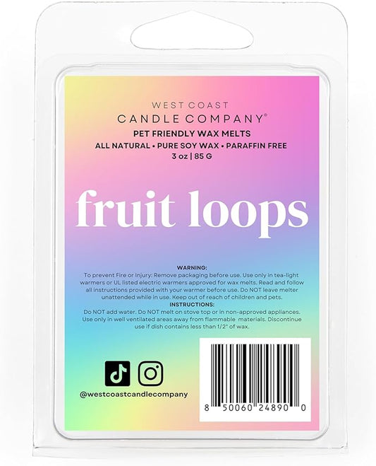 Pet Friendly Wax Melts | Pet Safe Wax Melts | All Natural Dog Safe Wax Melts | Non-Toxic Wax Melts | Pet Odor Eliminator | Pure Soy Wax Melts | Veterinarian Approved (Fruit Loops)