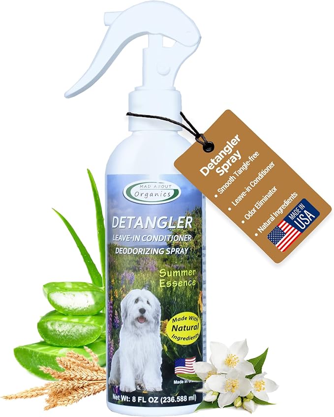 Detangler Spray - Summer Essence Scent - Deodorizing Spray for Dogs and Horses, Leave-In Conditioner, Gently Releases Tangles, Softens Coats, Freshens Scent | Made in the USA | 8 oz