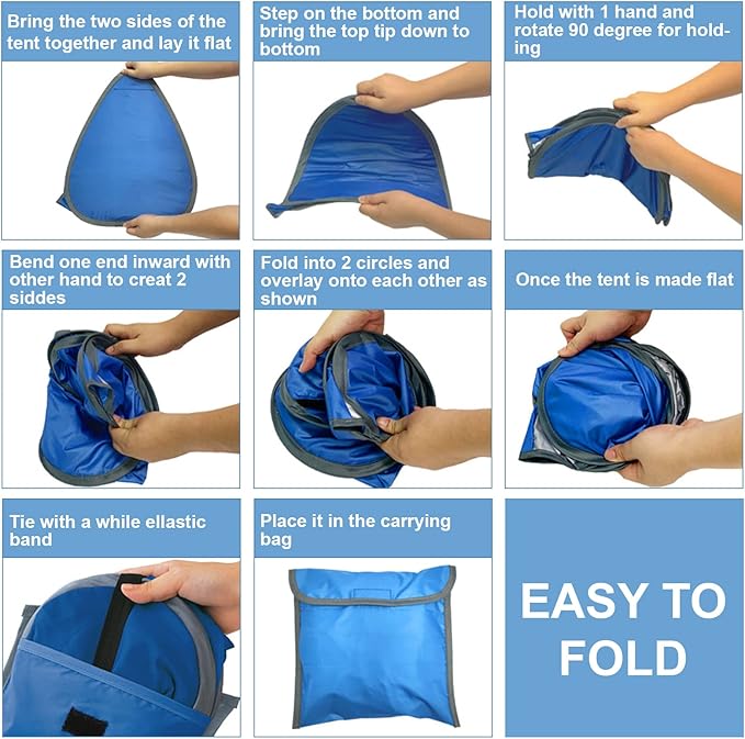 Pop Up Beach Sun Tent, 1 Pack Mini Beach Sun Shade Face Head Shade Protection Tent for Outdoor Picnic Beach Camping, Blue, L