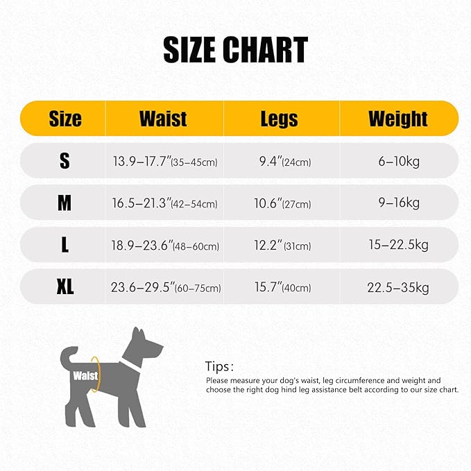 GabeFish Dog Leg Support for Back Legs, Adjustable Lift Harness for Dog, Breathable Dog Sling for Rear Legs Grey Small