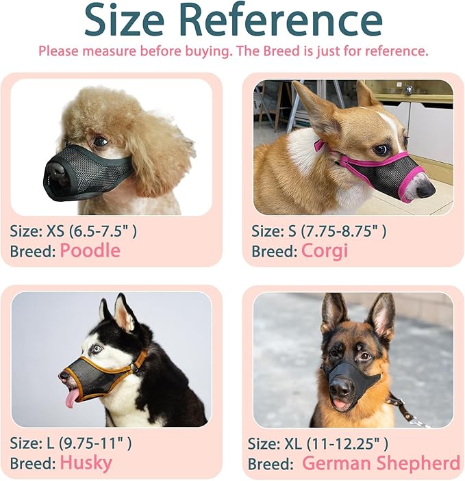 LUCKYPAW Dog Muzzle, Mesh Dog Muzzle for Large Medium Small Dogs, Soft Muzzles for Biting Chewing Fierce Barking, Breathable Muzzle with Adjustable Strap for Training (Brown, M(Snout:8.75"-9.5"))