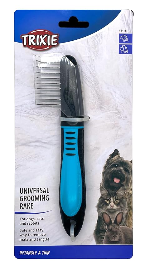 TRIXIE Pet Universal Grooming Rake for Cats and Dogs, Removes Mats and Tangles 7" (18cm)