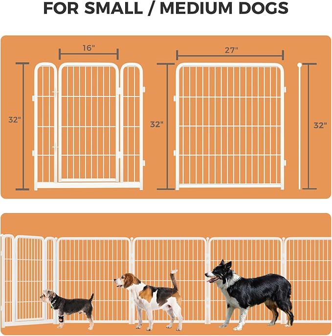 FXW Homeplus Dog Playpen for Indoor Use - Stress-Free and Safe Play, Heavy Duty 32 Inch 6 Panels Dog Pen for Puppies, Small and Medium Dogs, White│Patented
