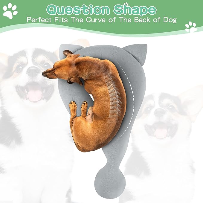 HOMBYS Chewproof Dog Claming Pillow, Indestructible Curl Up Question Mark Pillow for Small Large & Medium Dogs, Washable Dog Bed Pillow Cozy Dog Body Pillow, L (27.3"x15.6")