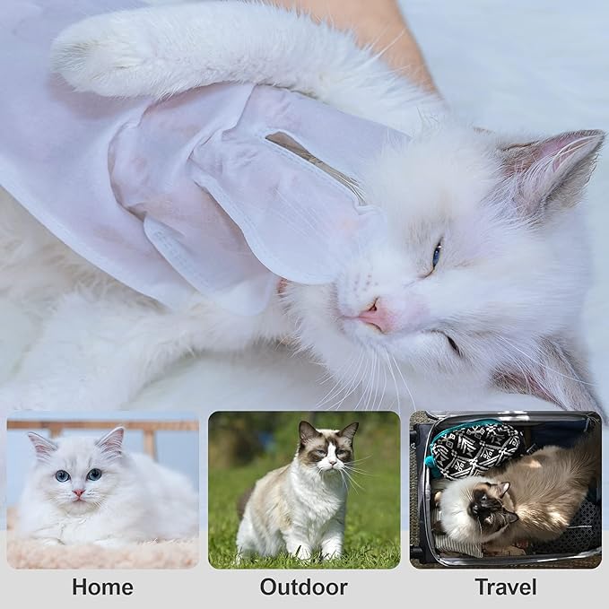 Pet Grooming Glove - Gentle Deshedding Brush Glove, Pet Bathing Wipes - Enhanced Five Finger Design - Daily Care and Traveling - Perfect for Dog & Cat with Long & Short Fur (7pcs/1-Pack)