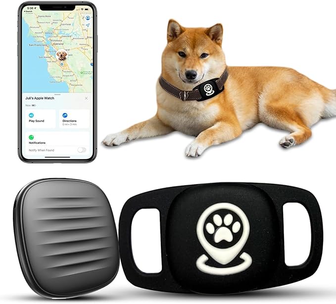 Pet Location Tracker for Dogs, Smart Tag with Enhanced Coverage, Works Seamlessly with Find My App, No Monthly Fees, Not GPS-Dependent (Black)