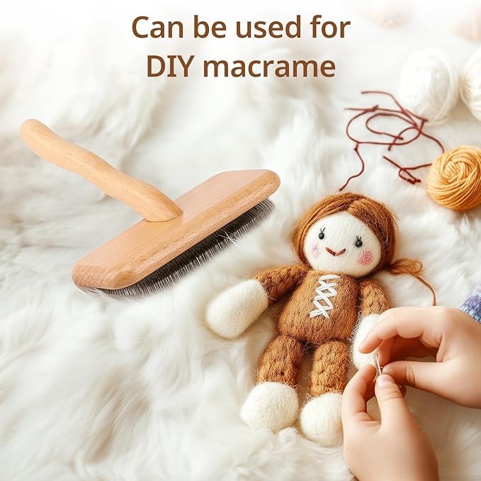 Sheepskin Wool Brush - Carpet Rake Tool for Pet Hair Removal and Household Fabric Care