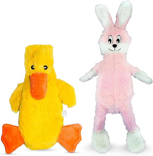 FGA MARKETPLACE Pink Rabbit- Duck Flat NO Stuffing NO Squeak Plush Dog Toy, Funny Style Will Entertain Your Dog for Hours, Recommended for Small and Medium Dog 21 INCH Long
