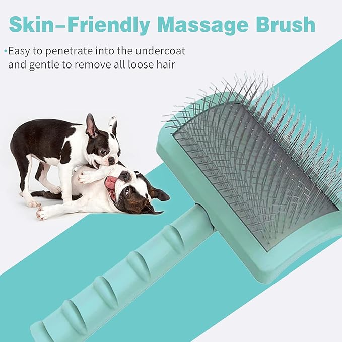 Large Firm Slicker Brush for Dogs Goldendoodles - Extra Long Pin Slicker Brush for Large Dog Pet Grooming Wire Brush and Deshedding - Removes Long and loose Hair - Undercoat - 25mm(1")(Green)