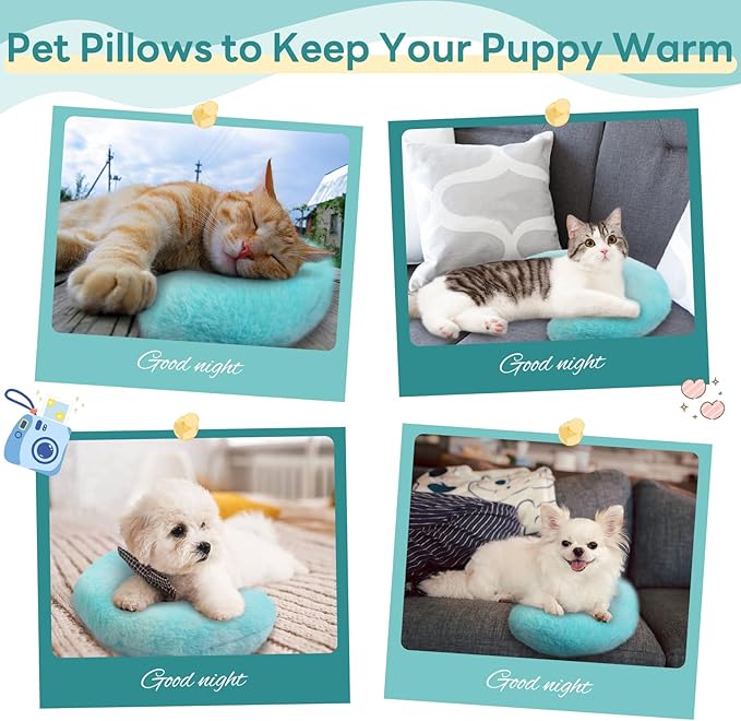 T'CHAQUE Dog Pillow Dog Calming Pillow for Small Dogs Anxiety Relief Comfort Dog Neck Pillow Bed Soft Cat Pillow for Indoor Cats Half Donut Cuddler U-Shaped Pillow Pet Sleeping Improve Calming Toy