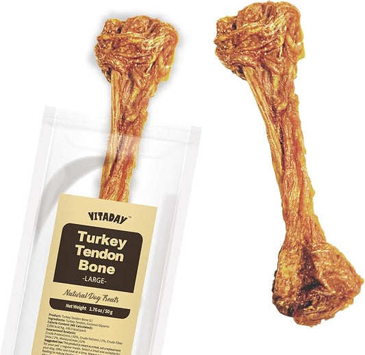 Turkey Tendon for Dogs, Turkey Treats Bone (L) 1 Unit per Pack, 100% Natural, USA-Sourced, High-Protein, Low-Fat, Long-Lasting Dog Chew, Rawhide Alternative, Hypoallergenic Puppy & Dog Treats