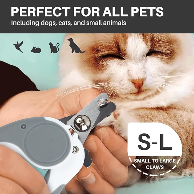 Pet Nail Clippers, Dog Nail Trimmers with Safety Guard to Avoid Excessive Cutting Nails, Dog Grooming Clippers has a Variety of Colors Suitable for Dogs, Cats and Other Pets(Grey)
