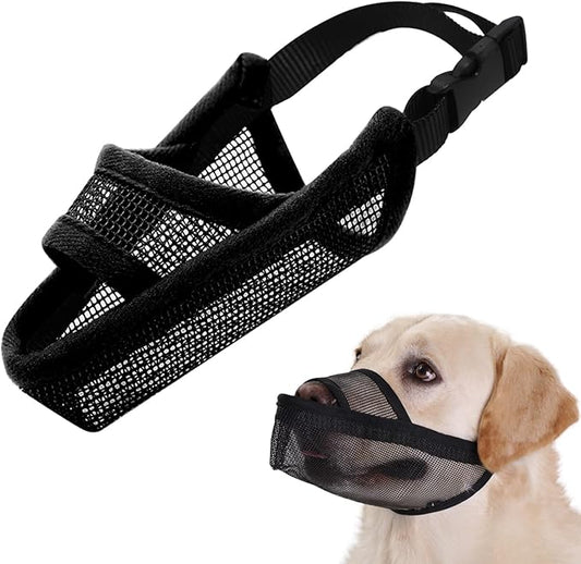 Crazy Felix Nylon Dog Muzzle for Small Medium Large Dogs, Air Mesh Breathable and Drinkable Pet Muzzle for Anti-Biting Anti-Barking Licking(Black,L)