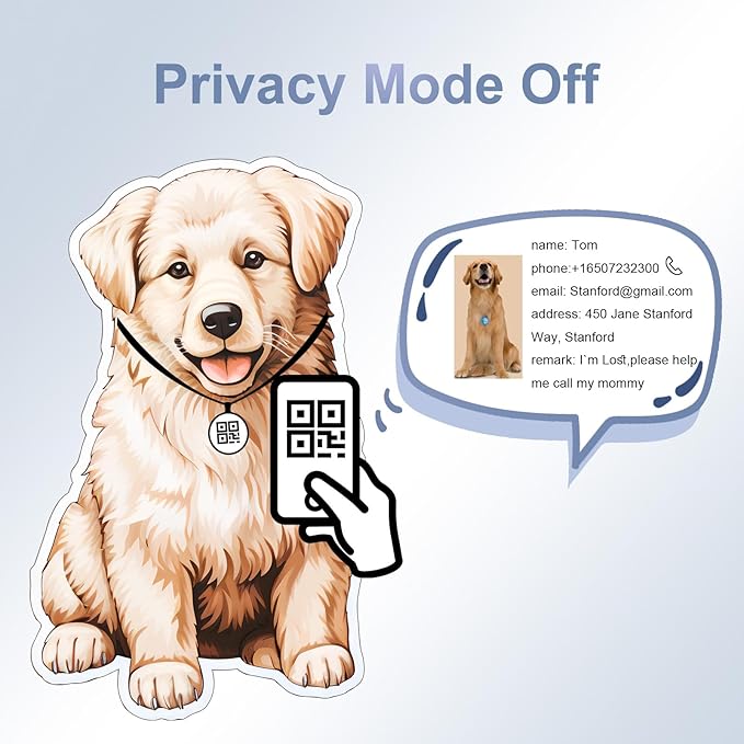 Pet Name Tags Personalized, ID Tags DIY kit for Dog&Cat, Customered Dog Tags with QR Code | Dynamic Profiles | Privacy Protected | Souvenir | with Rings (Round)