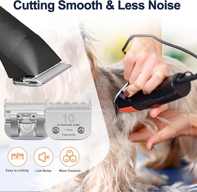 Clipper Blades Pet Grooming Clipper Replacement Blades Detachable Blade Compatible with andis/wahl/Oster Dog Clippers (10#&5FC)