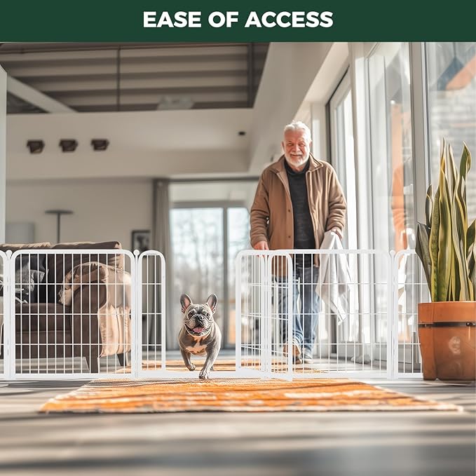 FXW Homeplus Dog Playpen for Indoor Use - Stress-Free and Safe Play, Heavy Duty 24 Inch 8 Panels Dog Pen for Puppies and Small Dogs, White│Patented