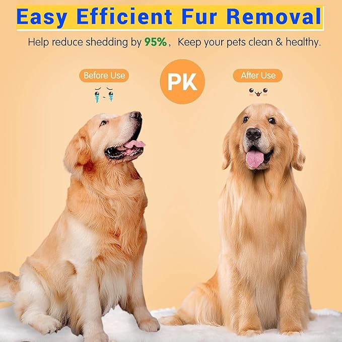 Pet Grooming Brush, Blue - Self Cleaning Hair Brush for Dogs and Cats, Removes Loose Undercoat, Bristles with Massage Particles, Ergonomic Handle, For Long or Short Hair Breeds