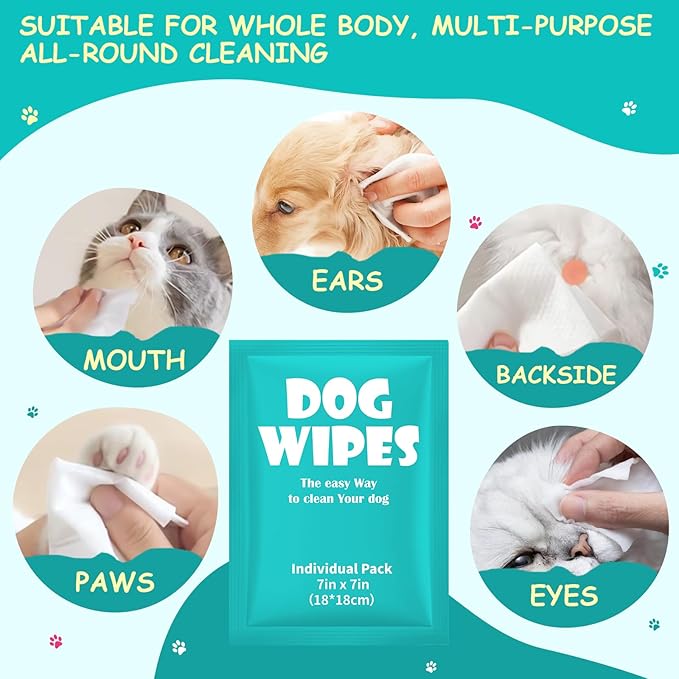 Pet Wipes for Dogs, Cleaning and Odor-Controlling Grooming Wipes for Paws, 80 Count