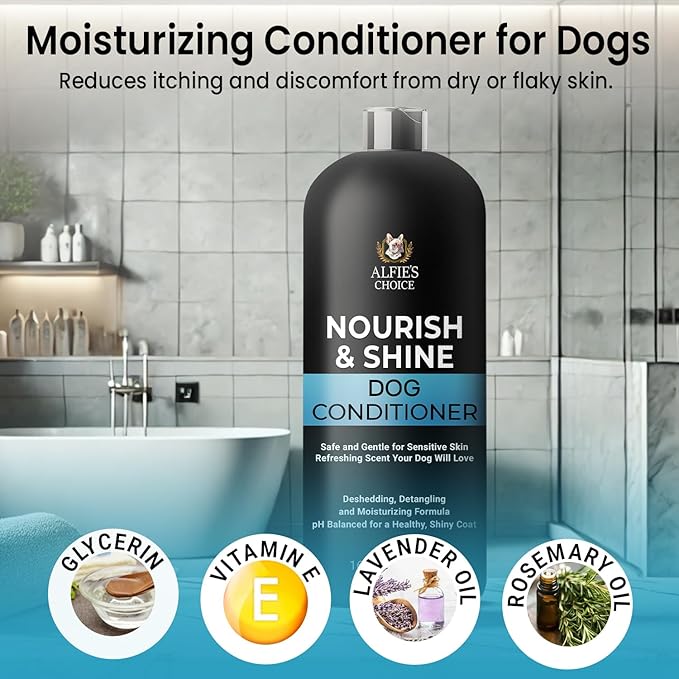 Dog Conditioner for Itchy Skin & Detangling – Calming & Moisturizing Formula with Lavender, Rosemary & Vitamin E – Softens Coat & Eases Brushing – Hypoallergenic – 16 fl oz